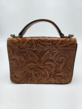 NWOT Hand-Tooled Brown Leather Crossbody